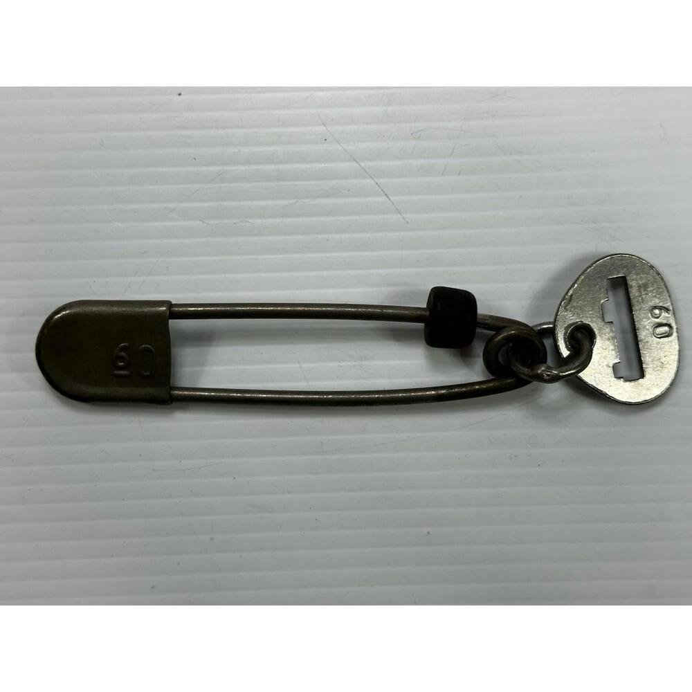 Vintage‎ 5” Key Tag Large Metal Safety Pin Military Laundry 60